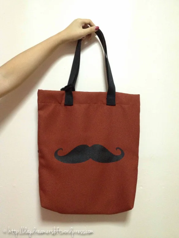 Brown Moustache Waterproof Tote Bag(Comes with a small matching sachet) Height 16.5″, Width 14.5″(ID: C3-A) $19.90